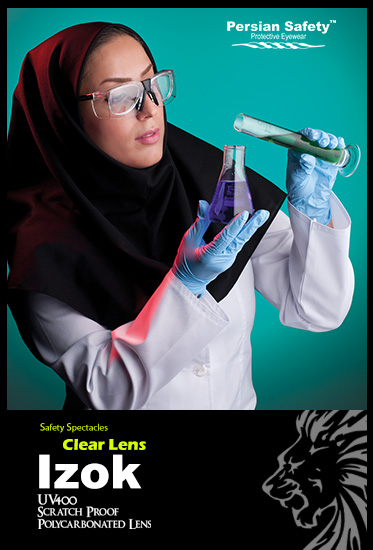 Izok|Double|Frame|Extendable|Temple|Functions|Safety|Spectacles|UV400|Clear|Persian Safety|Glasses|قابل تنظیم|عینک ایمنی|ایزوک| پلی کربنات|ضدضربه|شفاف|طبی|دوجداره|ریگلاژی|دسته|پرشین سیفتی